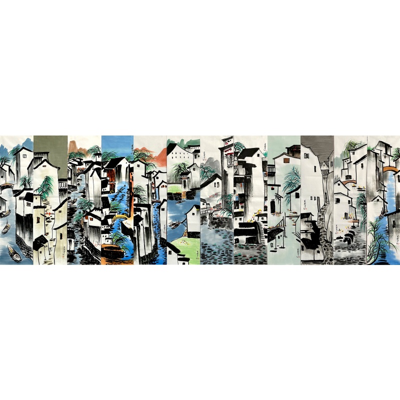 山水十二条屏59221