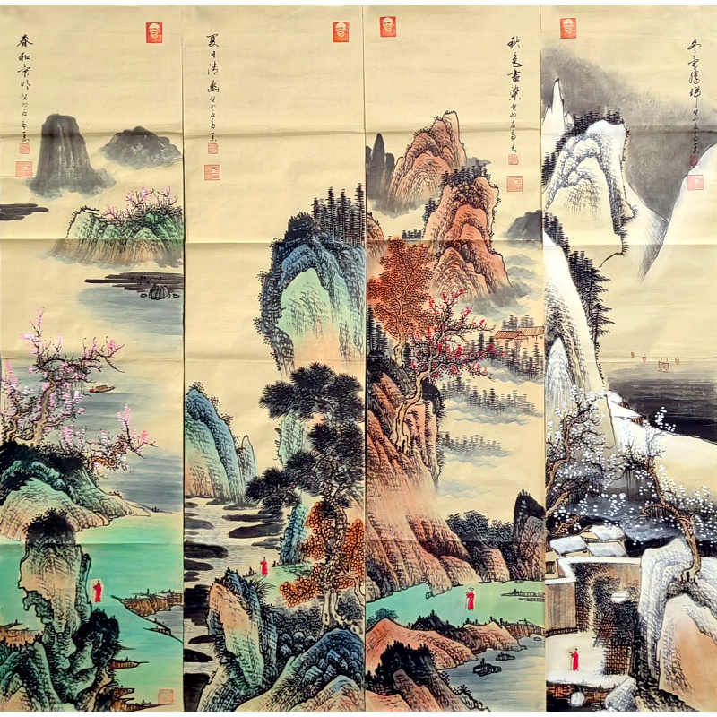 春夏秋冬四条屏58620