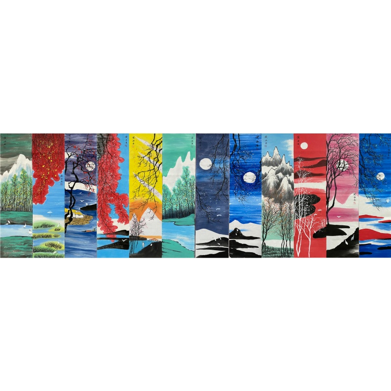 风景十二条屏56383