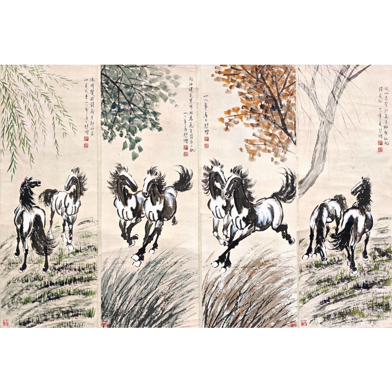 骏马四条屏57425