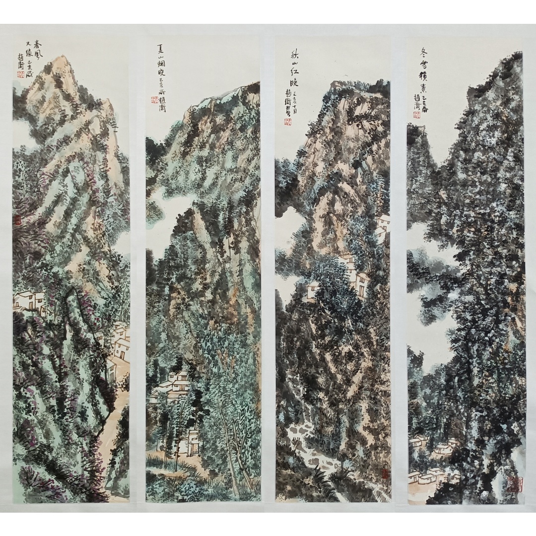 春夏秋冬四条屏56611