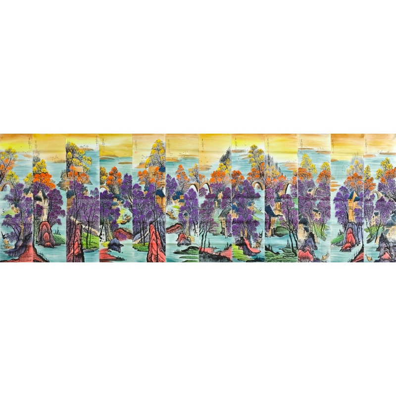 风景图十二条屏58306