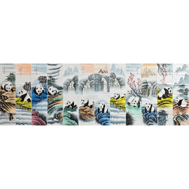 熊猫图十二条屏58311