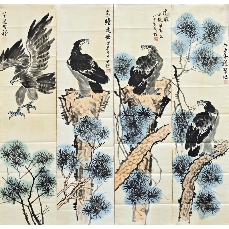 雄鹰四条屏58007