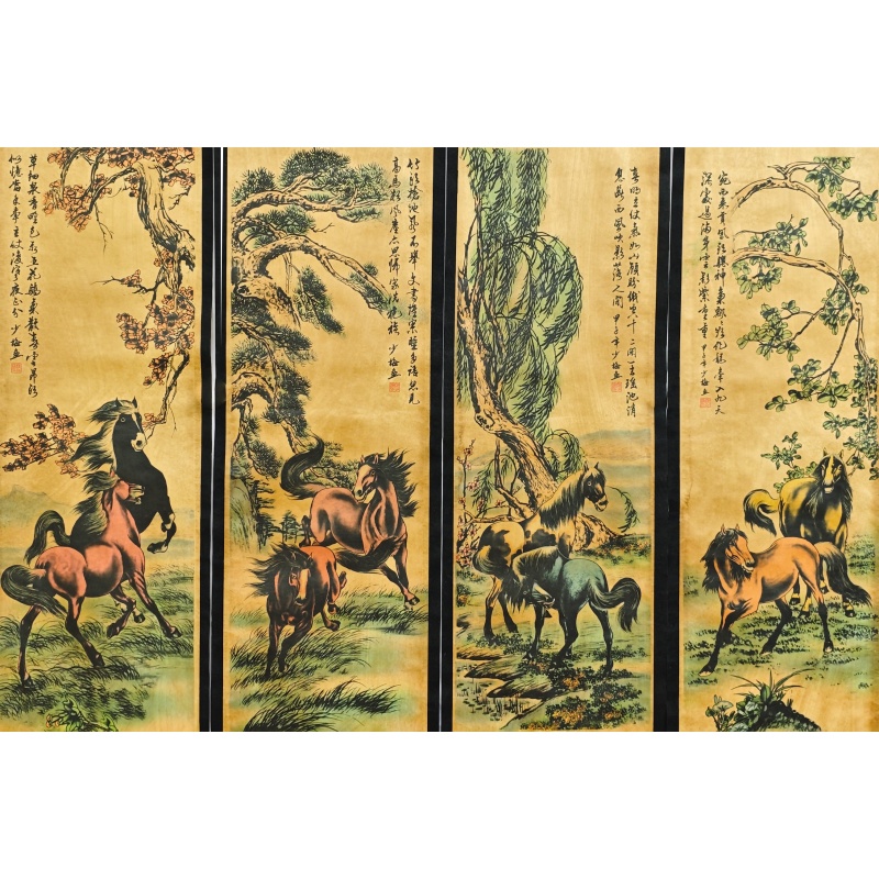 骏马四条屏57682