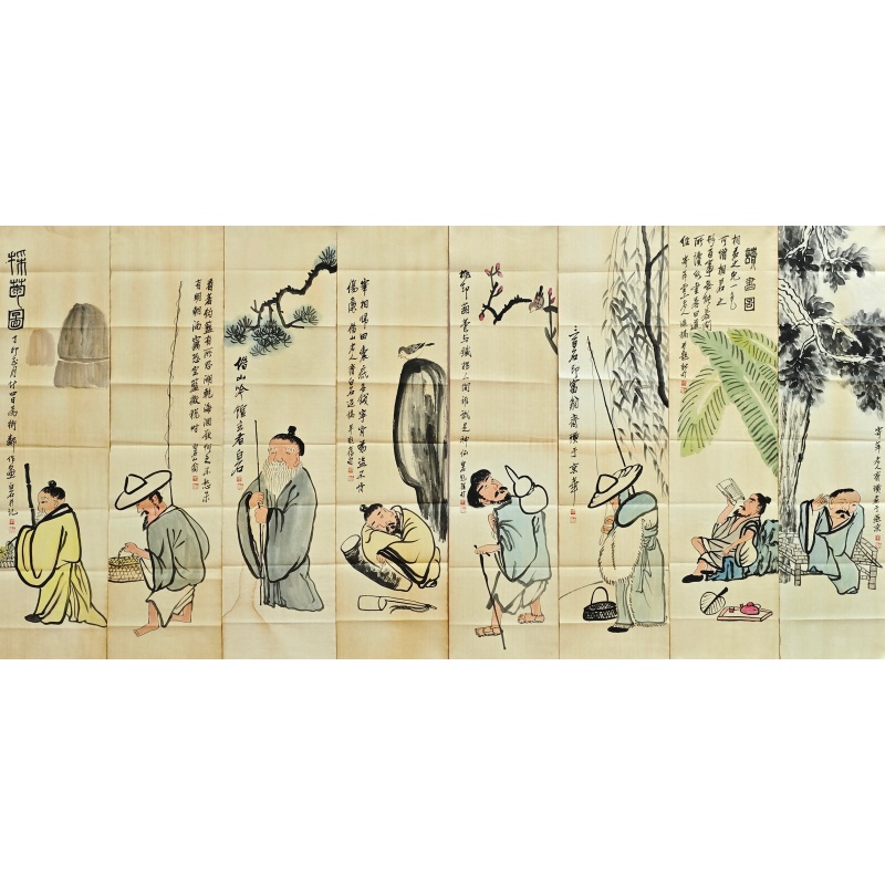 人物八条屏58011