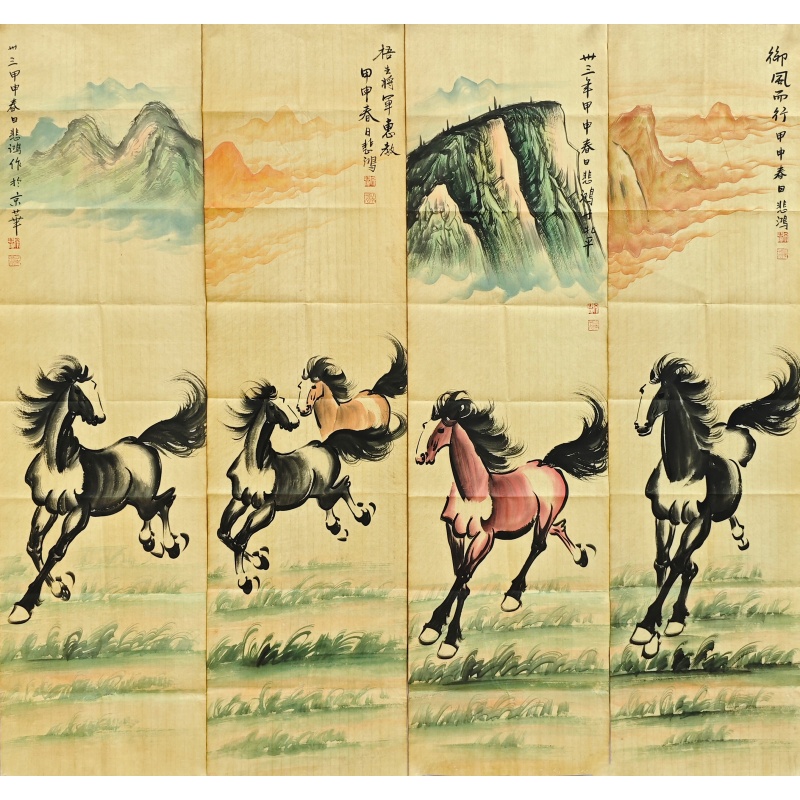 骏马四条屏57309