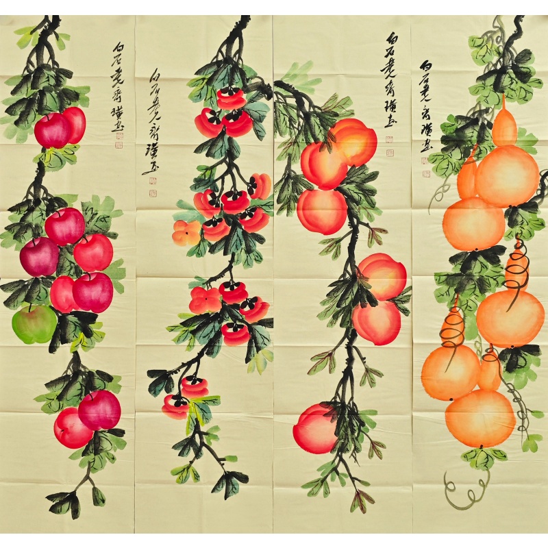 福禄吉祥四条屏58504