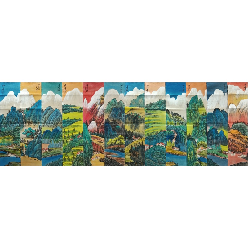 山水十二条屏52685