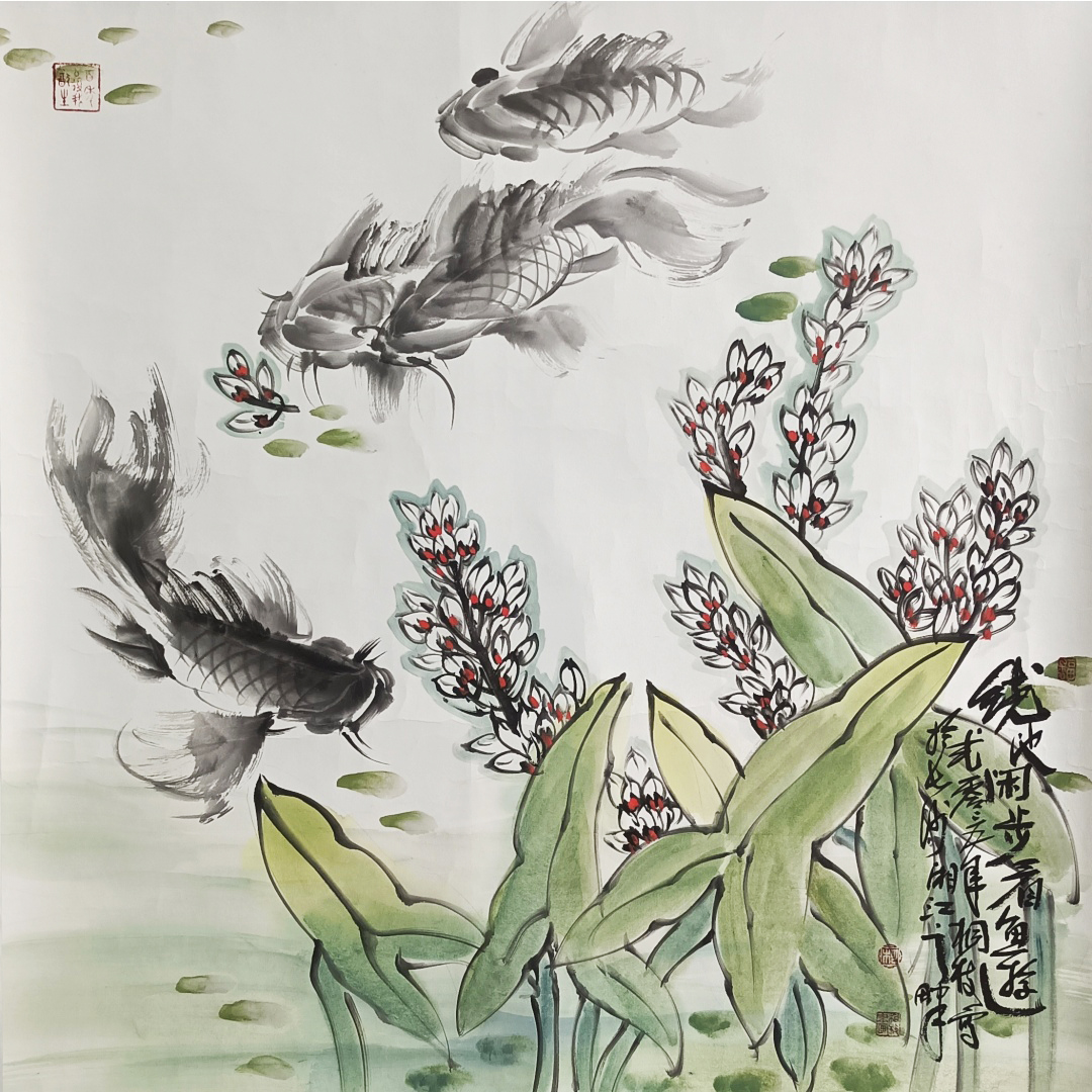 绕池闲步看鱼游57054