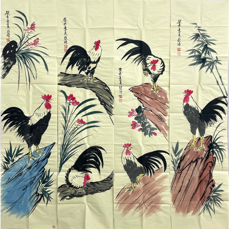 公鸡四条屏573330