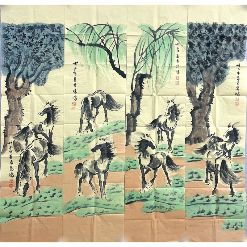 骏马四条屏578830