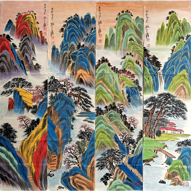 金碧山水四条屏58800