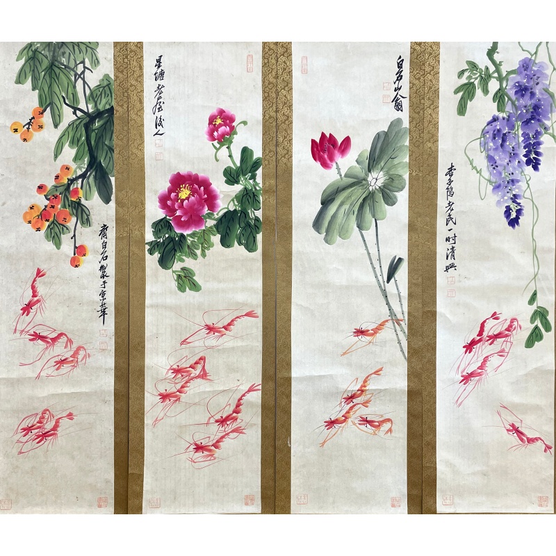 红虾四条屏586580