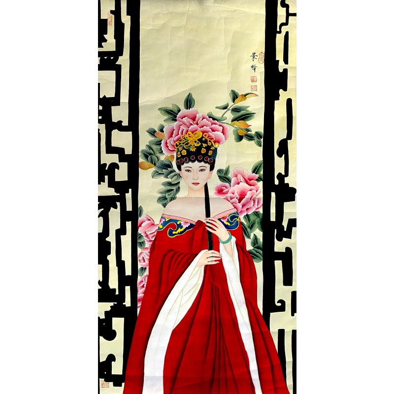 中国红美女图591790