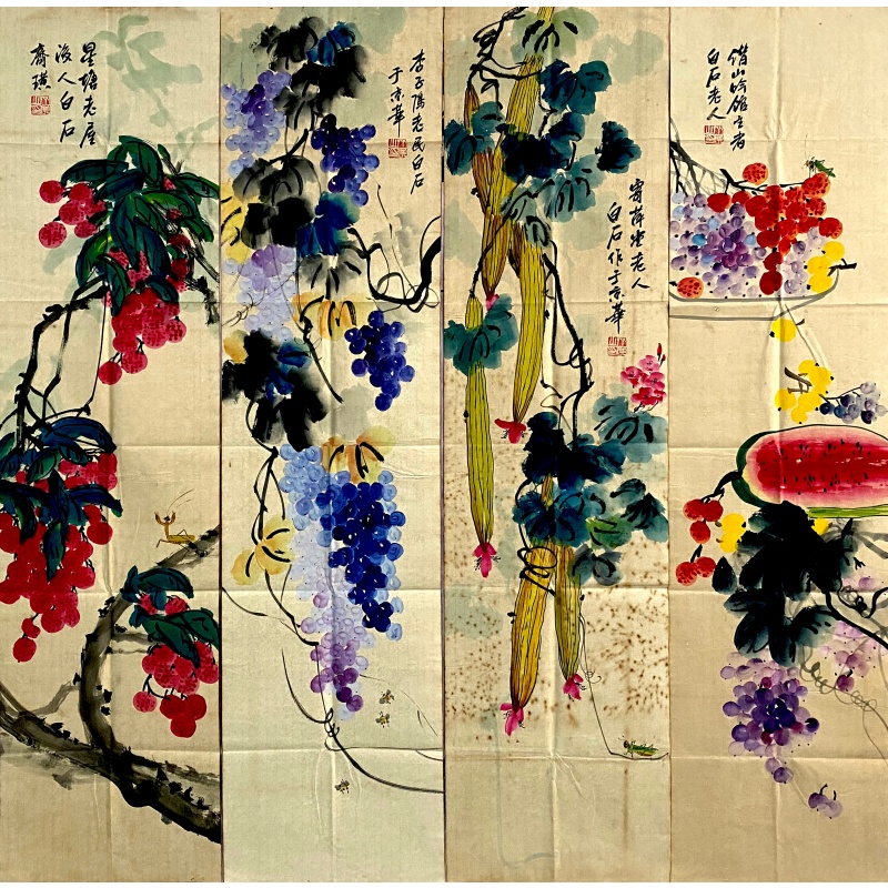 瓜果四条屏56734