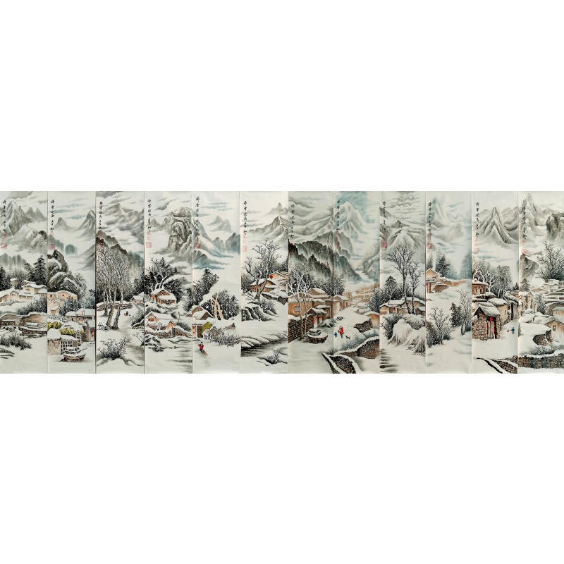 雪景十二条屏567270