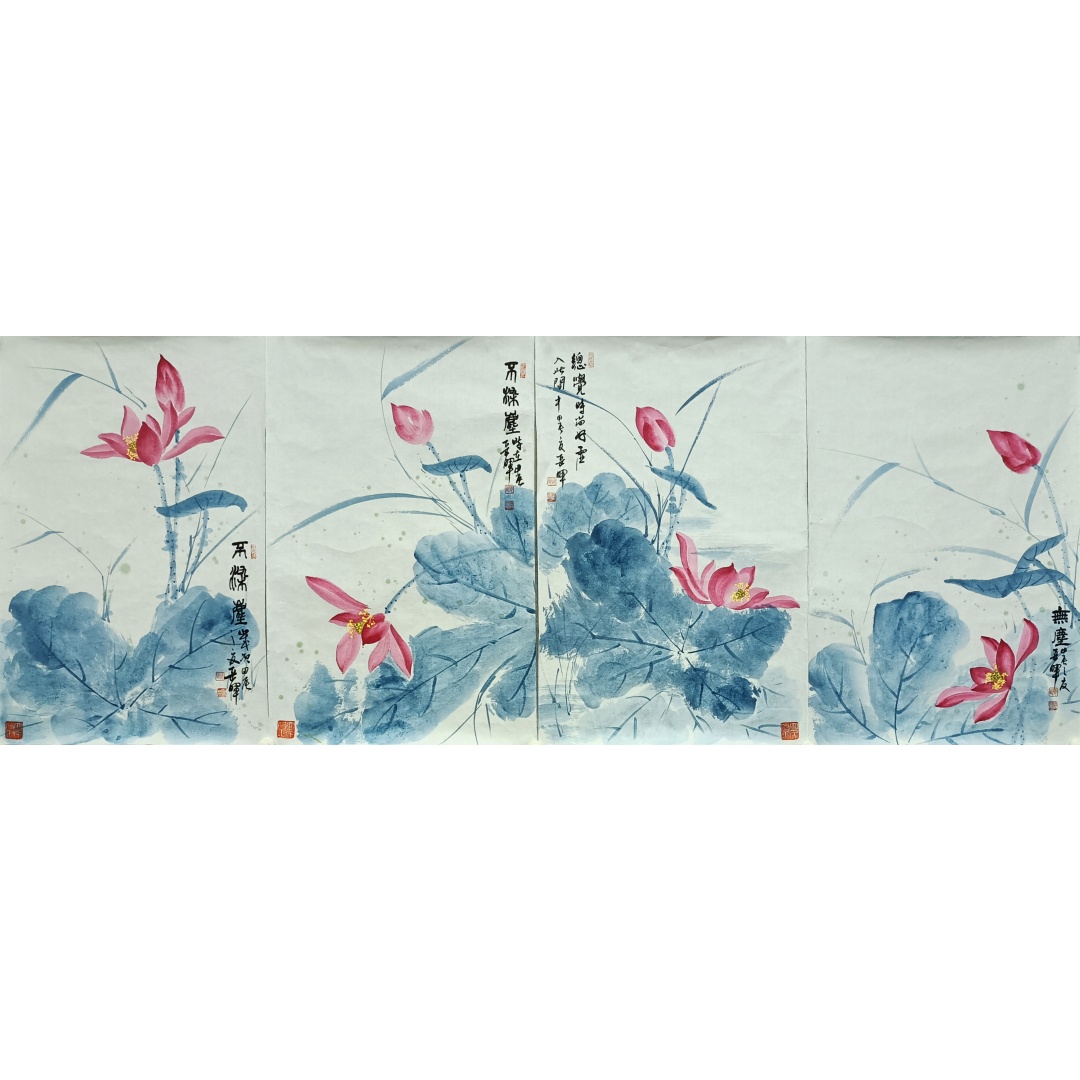 荷花四条屏572380