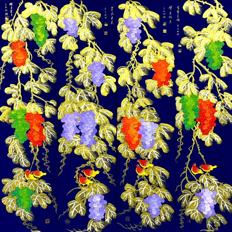 葡萄四条屏569690