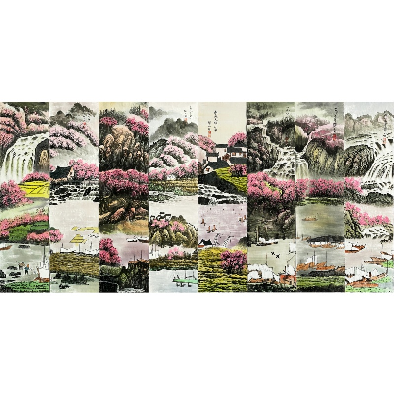 山水图八条屏57395