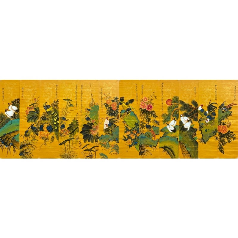 花鸟十二条屏586600