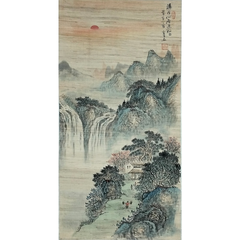 瀑谷仙居迎红日582750