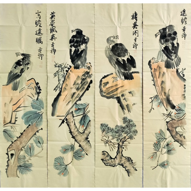 高瞻远瞩四条屏4151