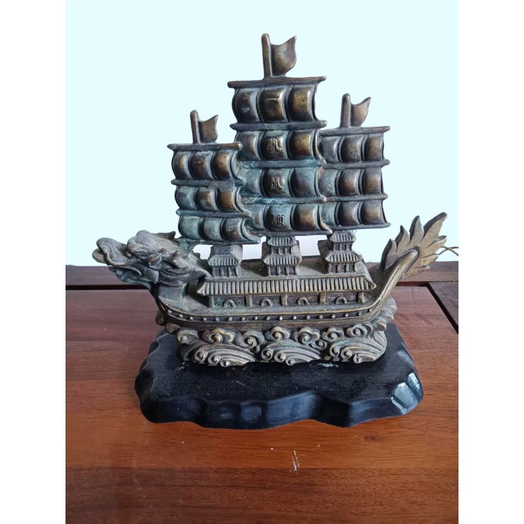 清朝铜制龙头一帆风顺AD0010