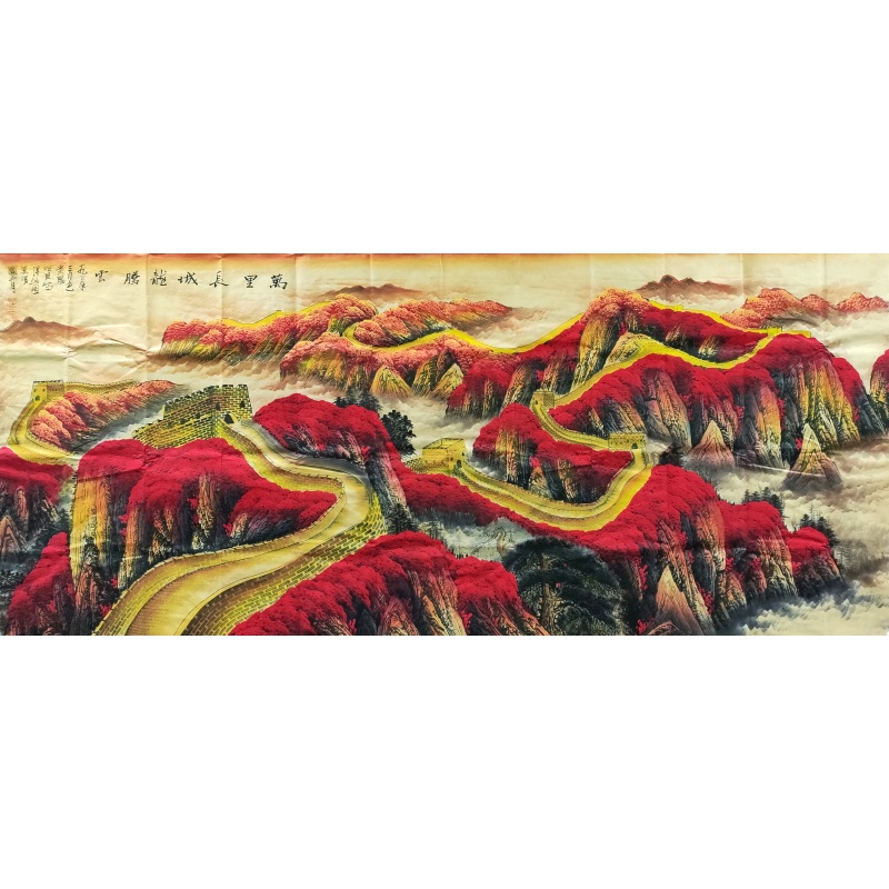 万里长城龙腾红底4444