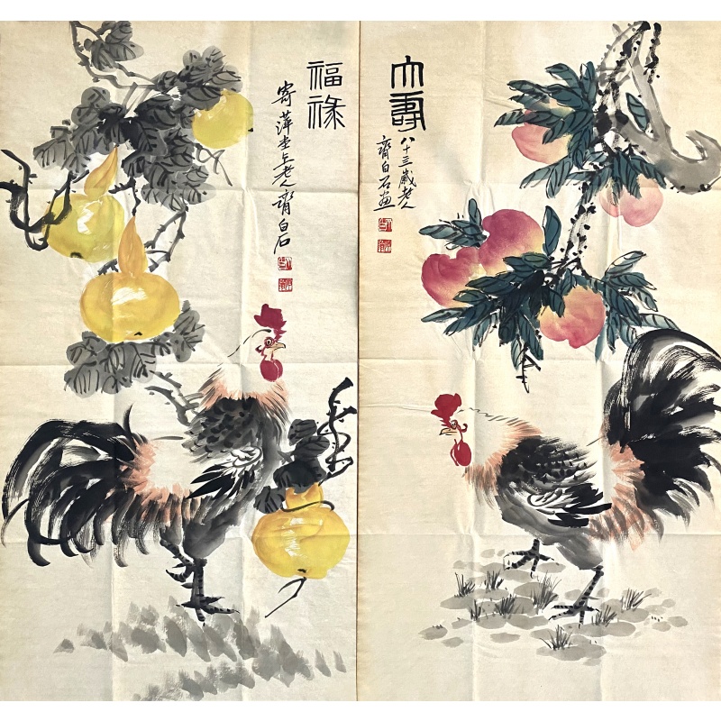 福禄多寿 两条屏55929