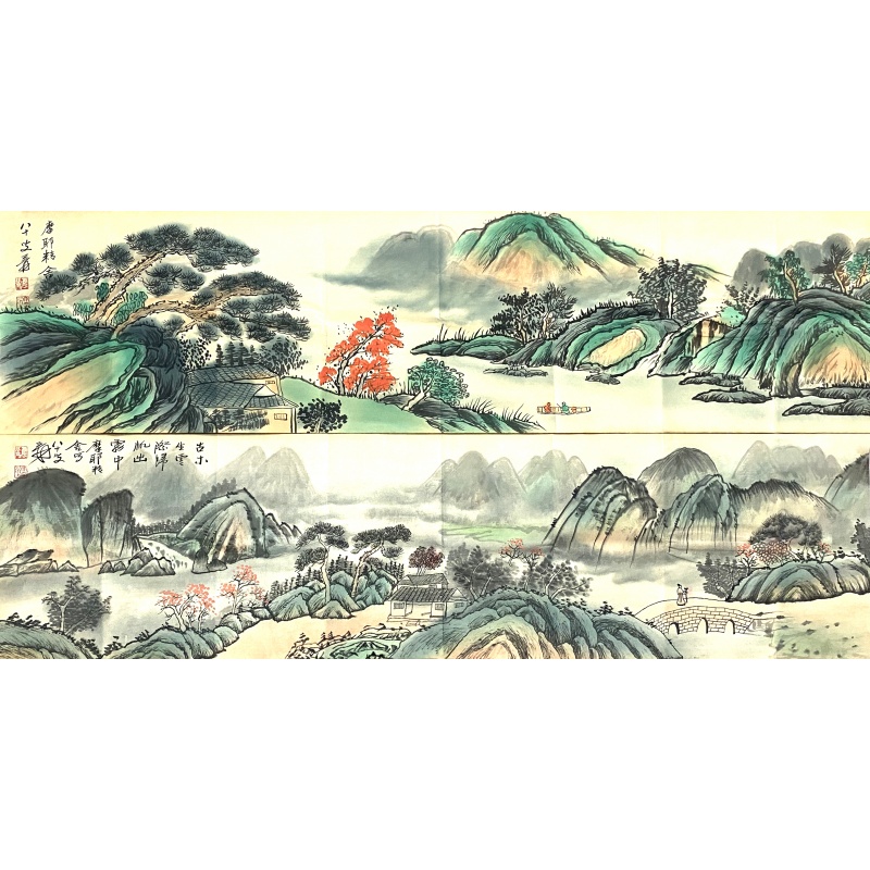 山水两条屏 （横）55888
