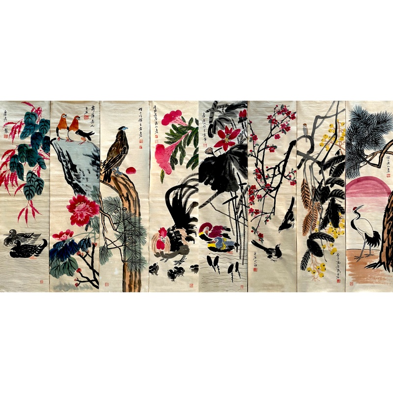 花鸟八条屏565990