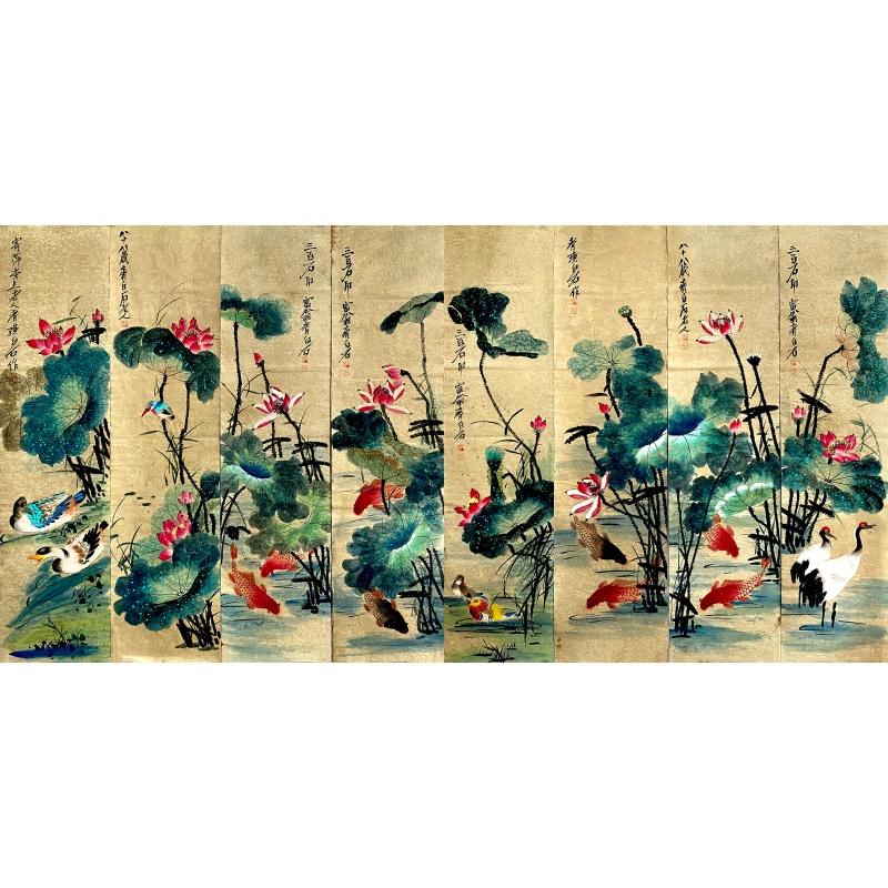 荷花八条屏58118