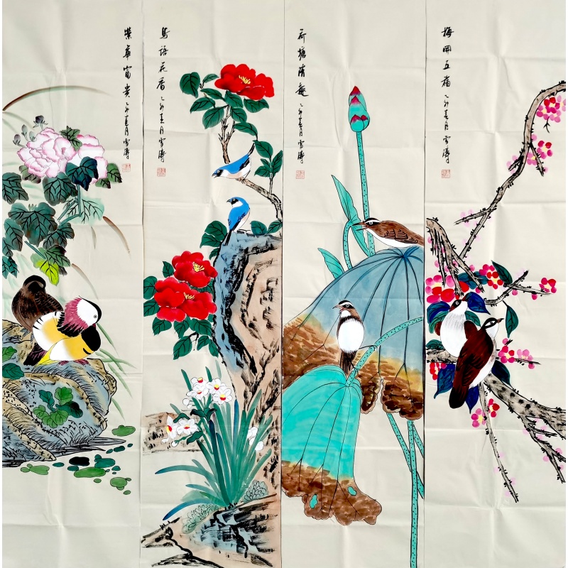 花鸟四条屏55190