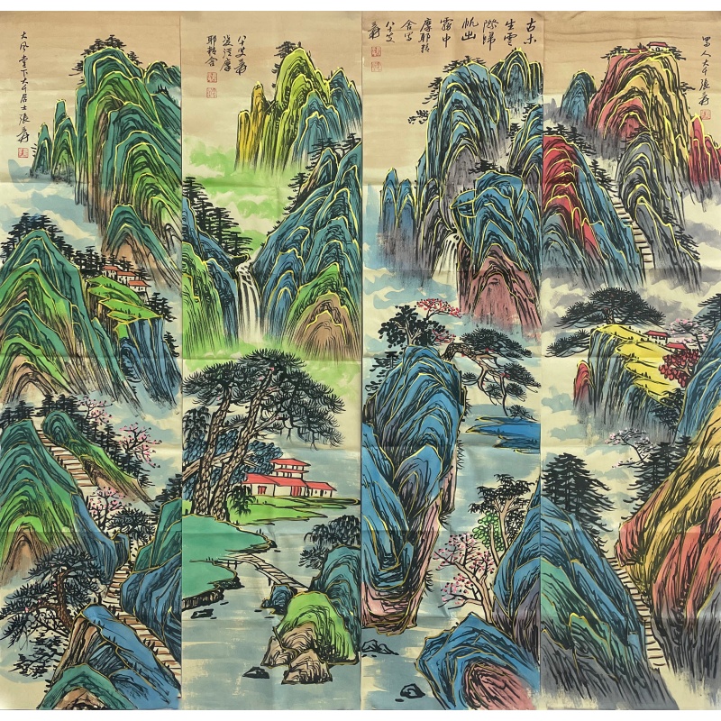 山水四条屏574600