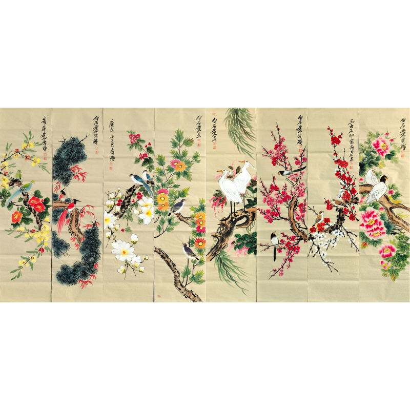 花鸟八条屏59310