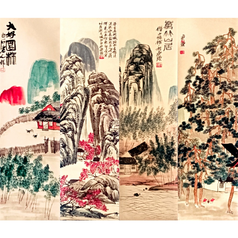 山水四条屏AG0003