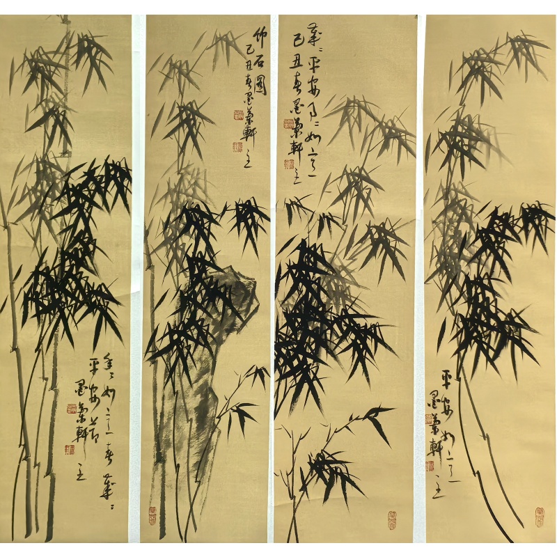 平安竹四条屏56841