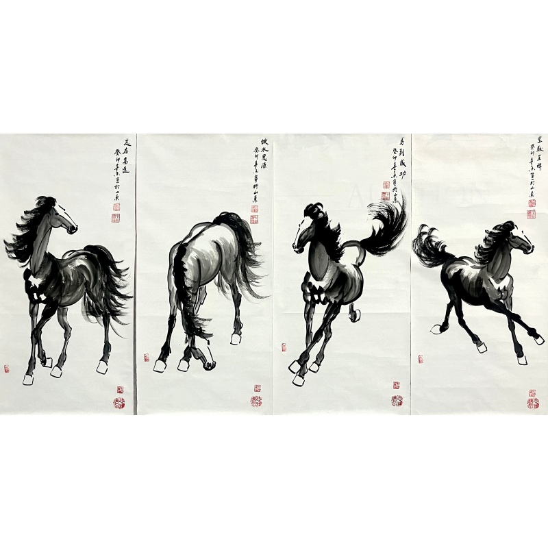 骏马四条屏562980