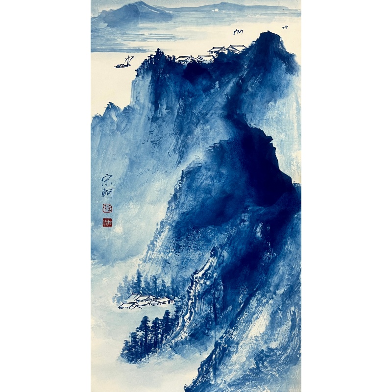 蓝色山水房子567090