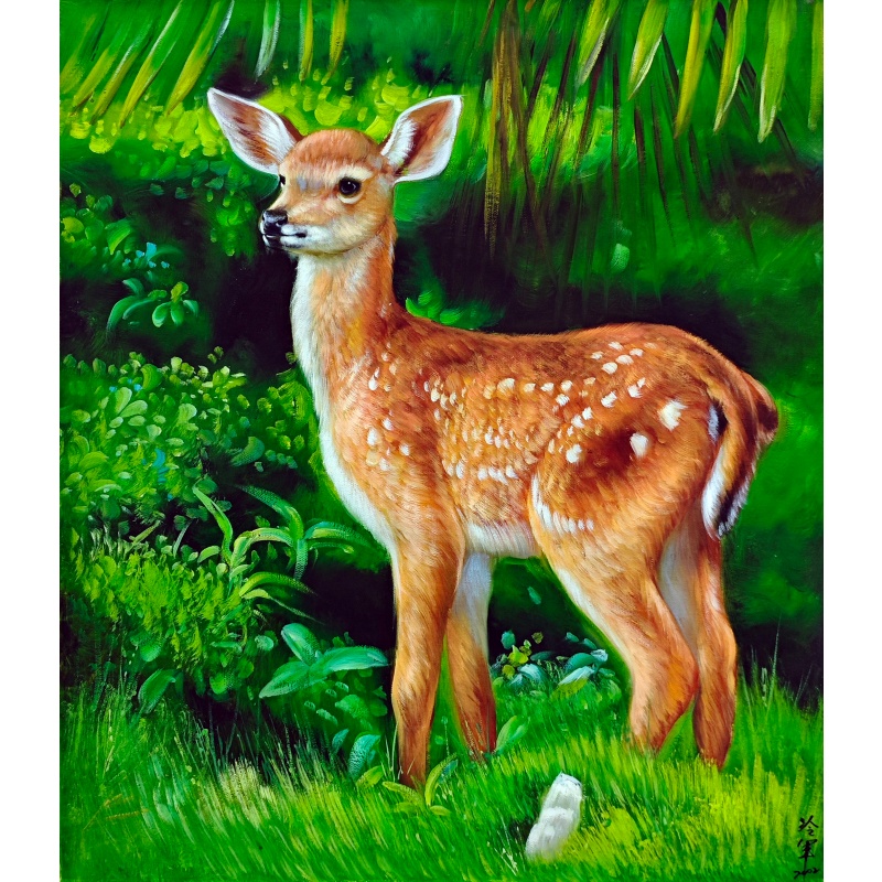 小鹿油画565410