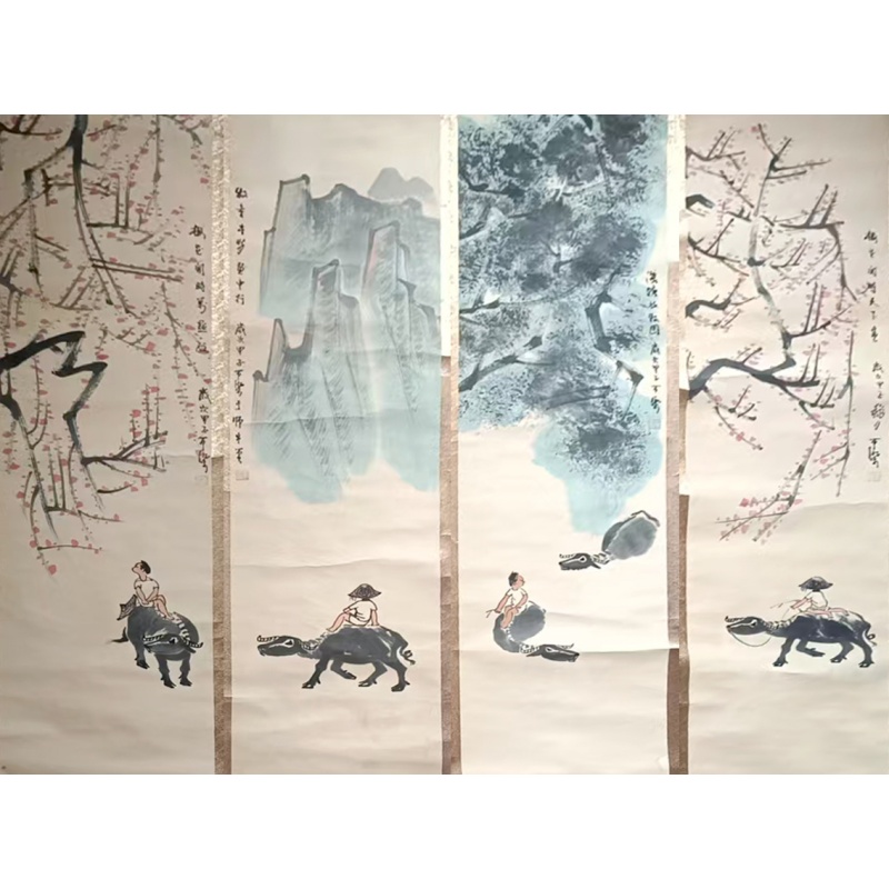 牧牛图四条屏AH0003