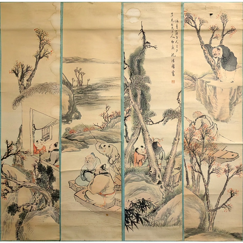 人物四条屏588100