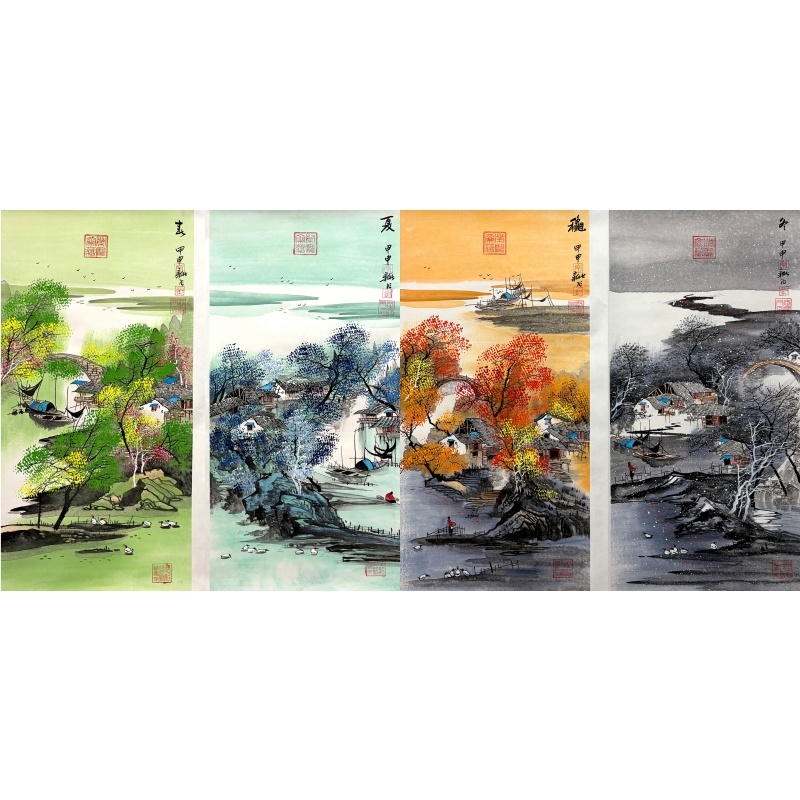 春夏秋冬四条屏570480