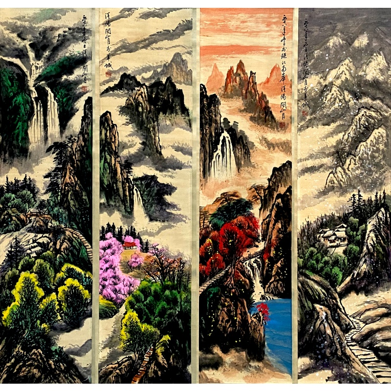 山水四条屏579490