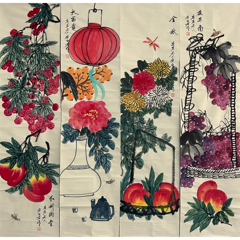 花果四条屏566600