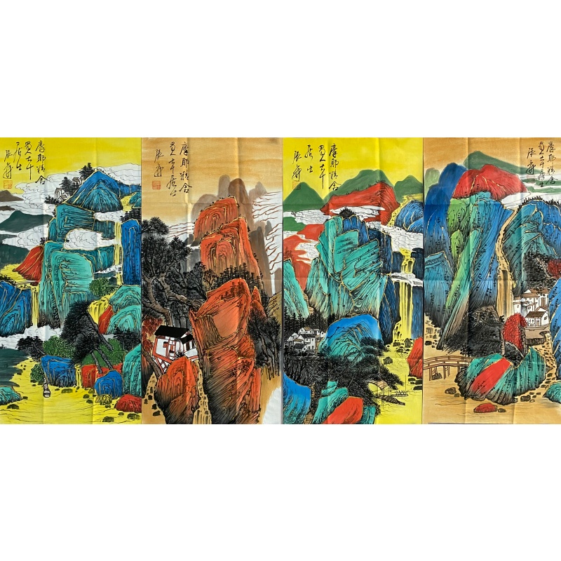 青绿山水四条屏59857