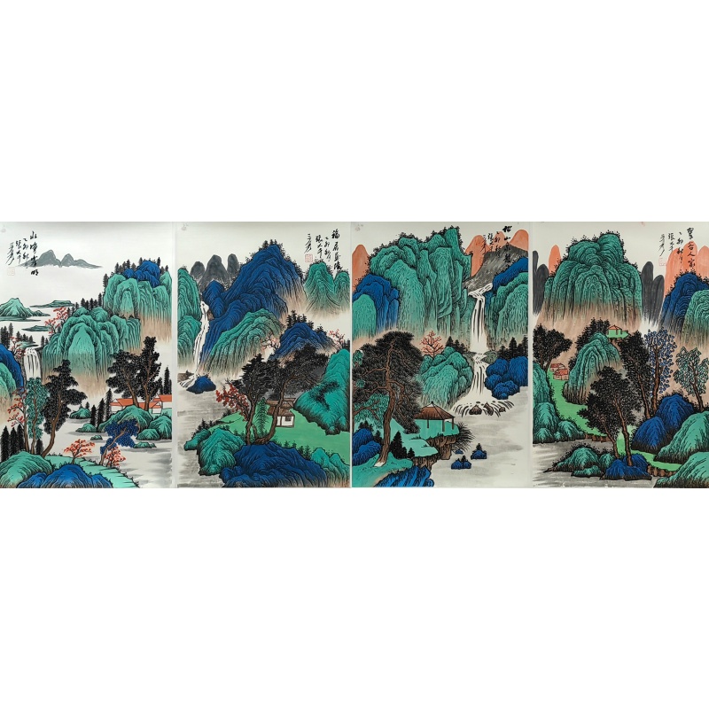 山水四条屏AF0003