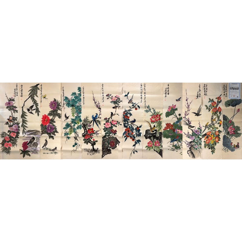 花鸟十二条屏AE0058