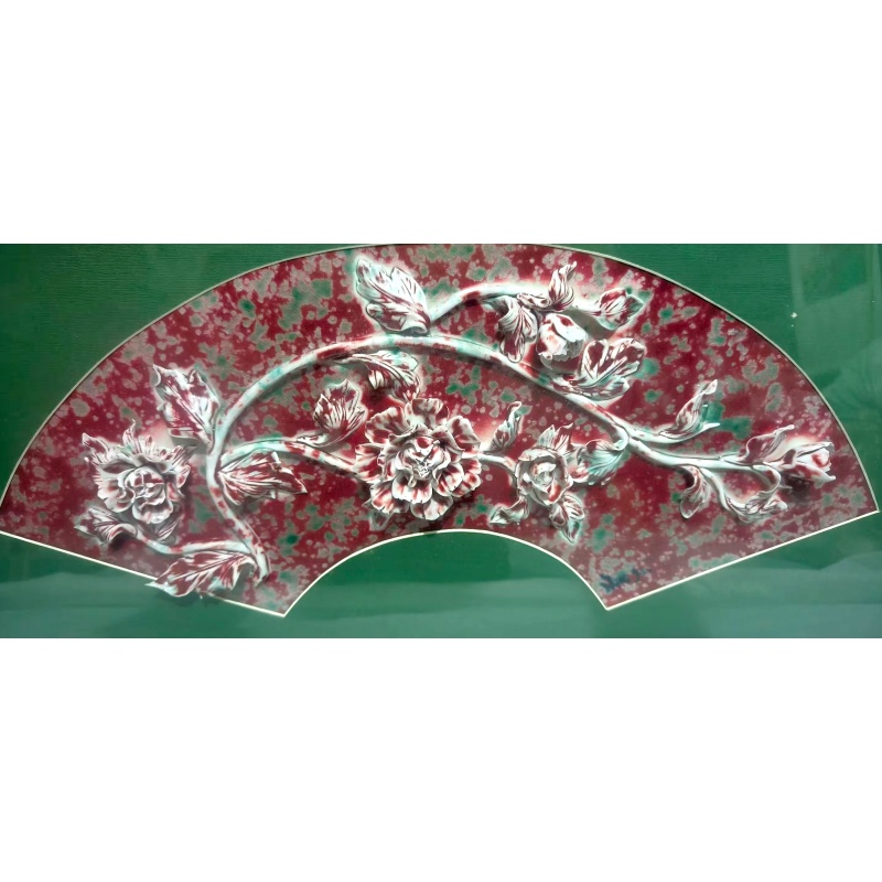 美人醉捏雕牡丹瓷板画AH0022